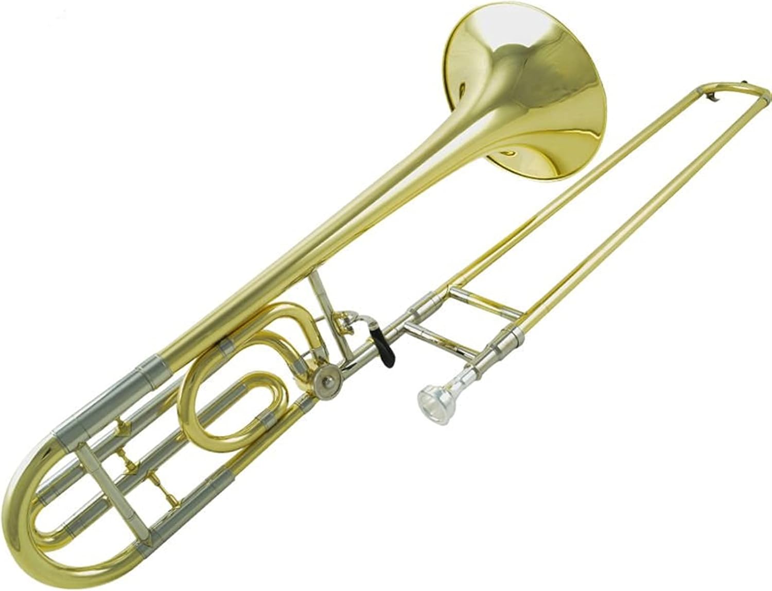 Student Trombone Tenor Trombone B/F Flat Gold Lacquer Brass Trombone Wind Instruments with Mouthpiece and Lightweight Case Trombone Kit