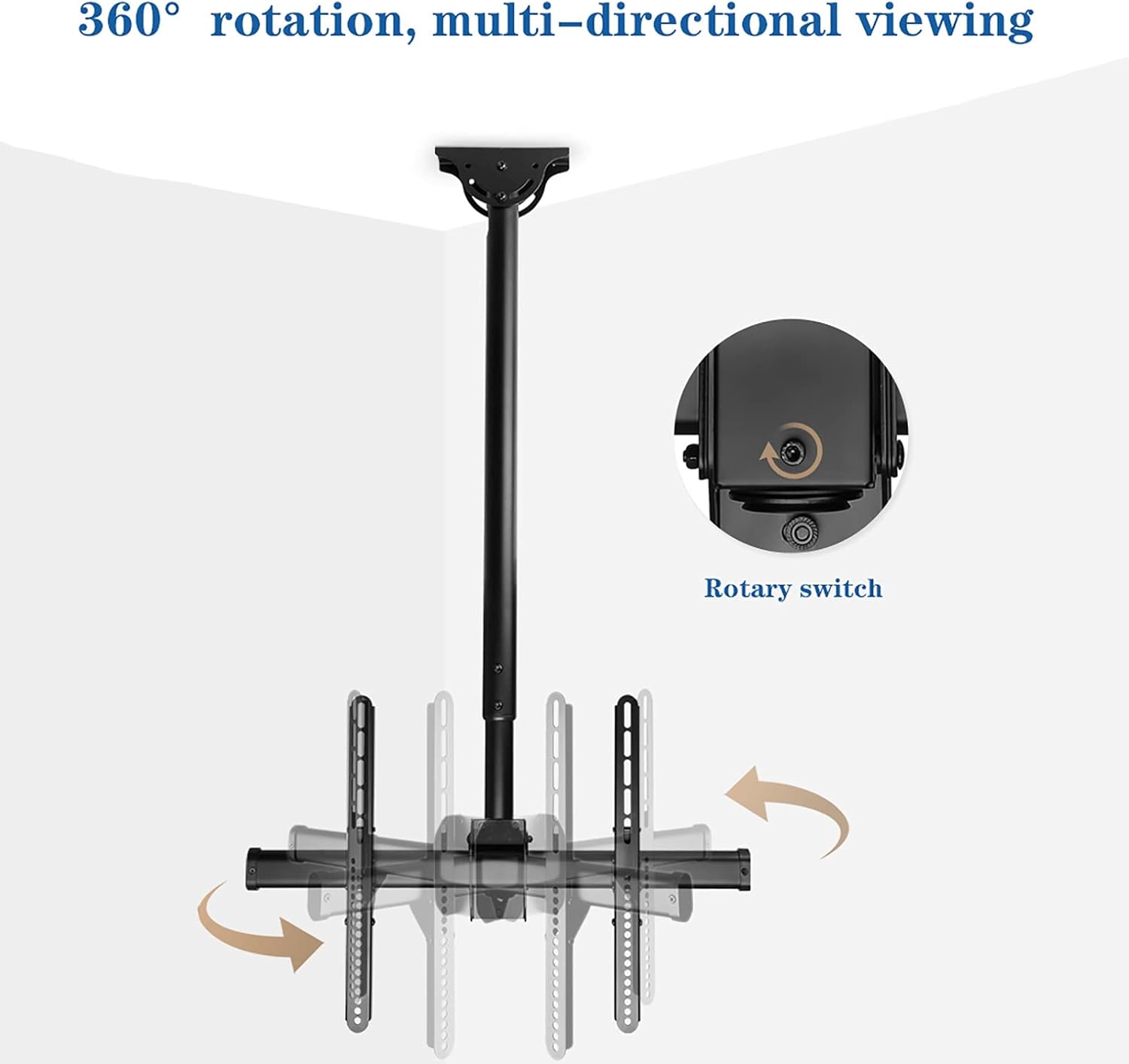 tv Wall Mount TV Ceiling Mount, 360° Rotation Swivel Tilt Full Motion Bracket, Fits 32-72/37-80 Inch Flat Screen, Max Loading Up to 110 Lbs (Size : 32-70inch) (37)