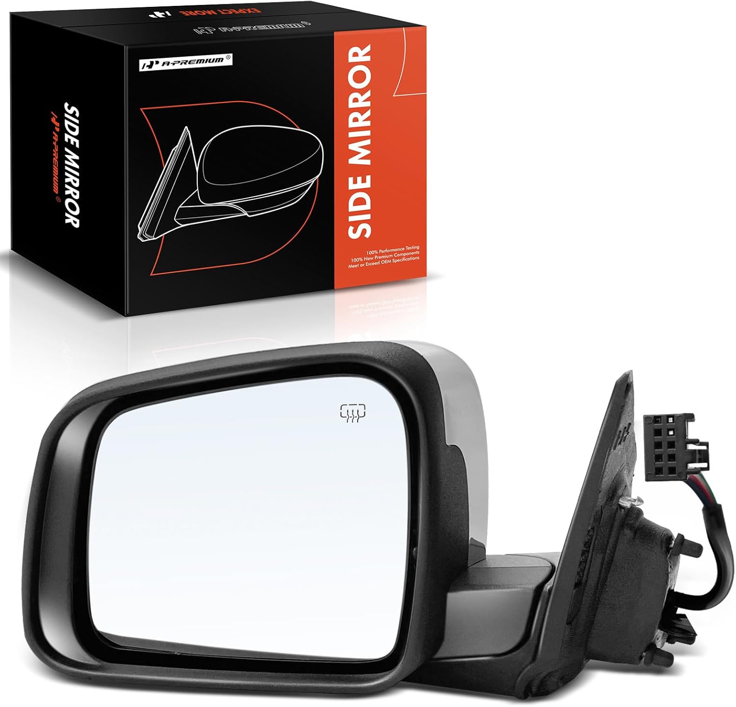 A-Premium Driver Side Power Door Mirror - Compatible with Dodge Durango 2014-2022 - Heated Manual Folding Chrome Outside Rear View Mirror
