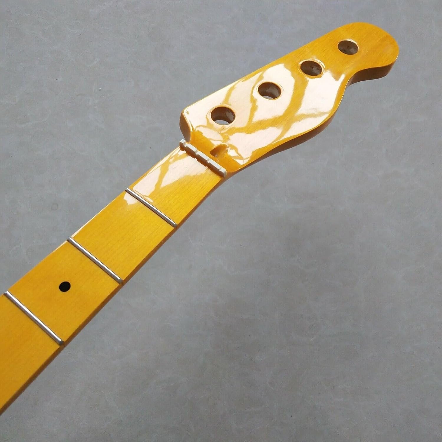 Yellow Bass Guitar Neck Piece 20 Fret 34 Inch Maple Fingerboard Dot Inlay Replacement Parts