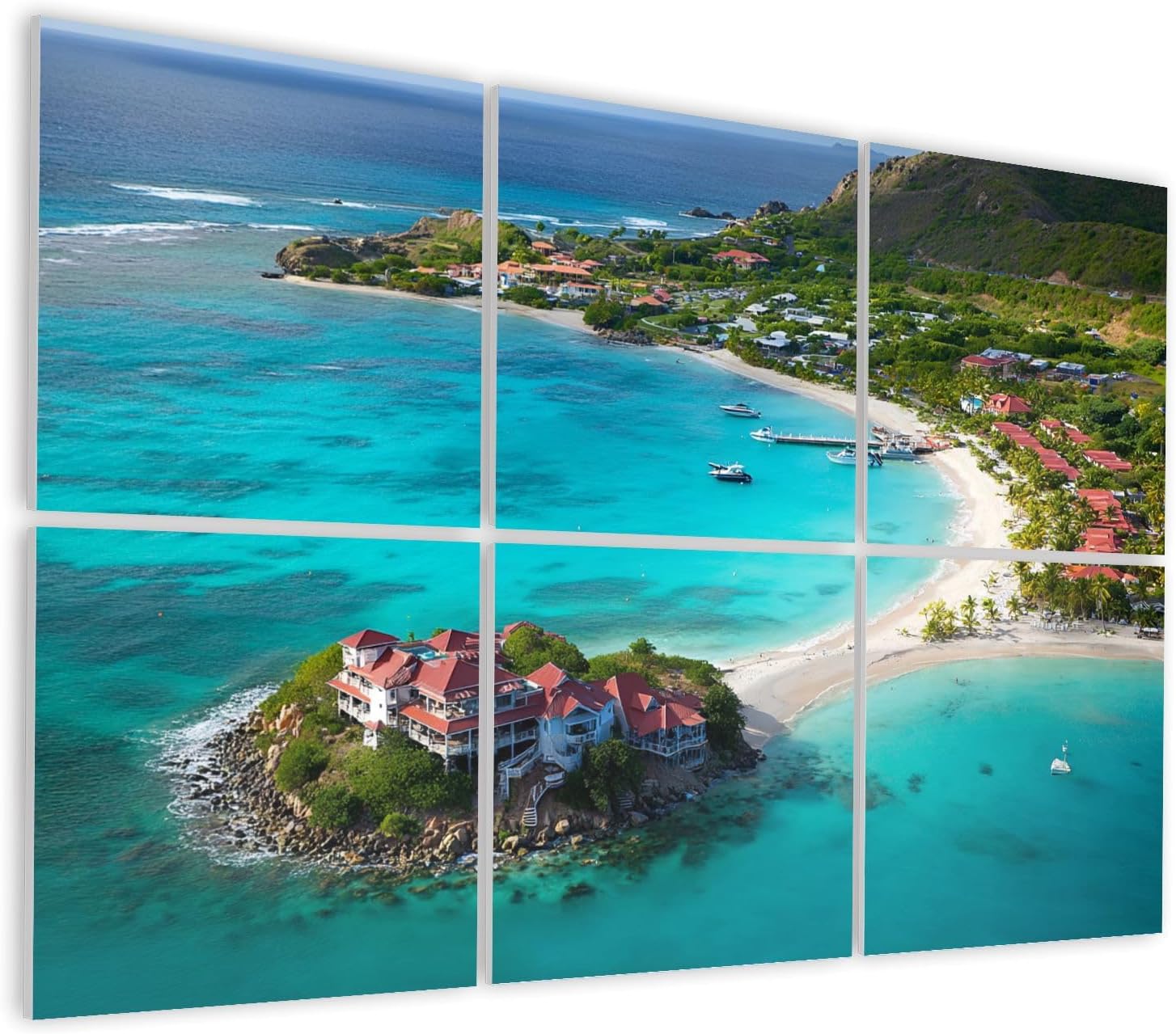6 Pack Art Acoustic Panels Self Adhesive aerial view Eden Rock St Barths French West Indies Decorative Soundproof Wall Panels Sound Absorbing Panel 48