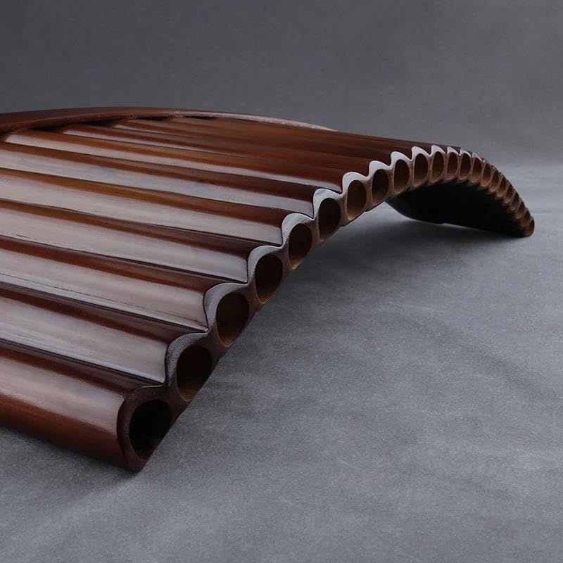 22 Tubes C Key Brown Pan Flute Panpipes Folk Woodwind Musical Instrument (Color : 22-C-LEFT)