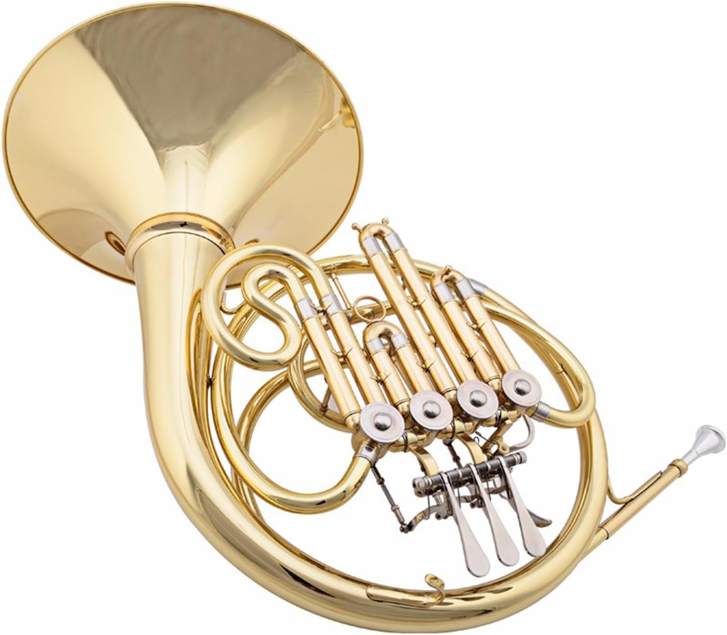 Lacquer gold B flat 4 key single row professional instrument French horn