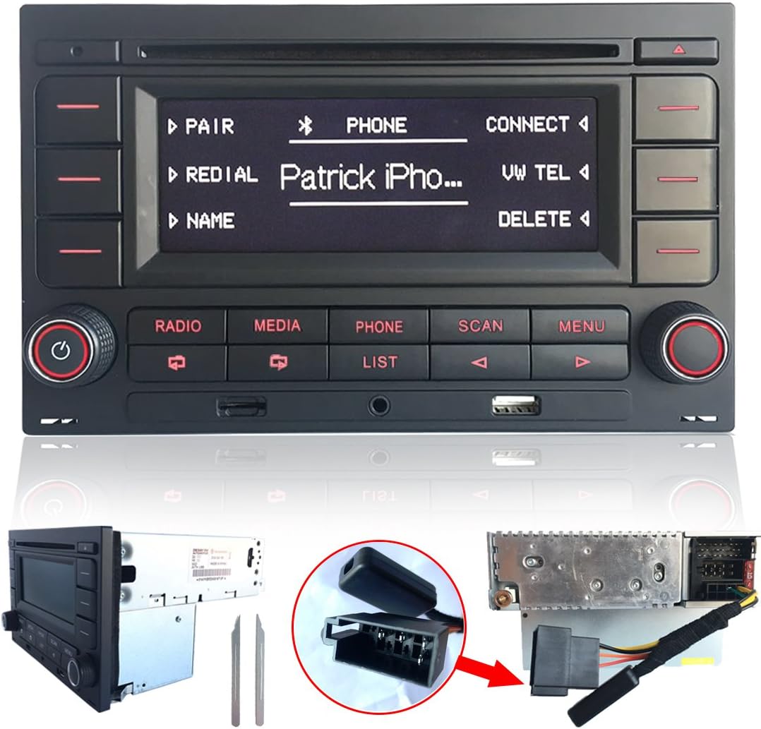 Car Radio Audio Stereo RCN210 for VW Golf MK4 Polo Passat B5 USB MP3 AUX SD Build-in Bluetooth with CD Player + Adapter with Canbus Simulator