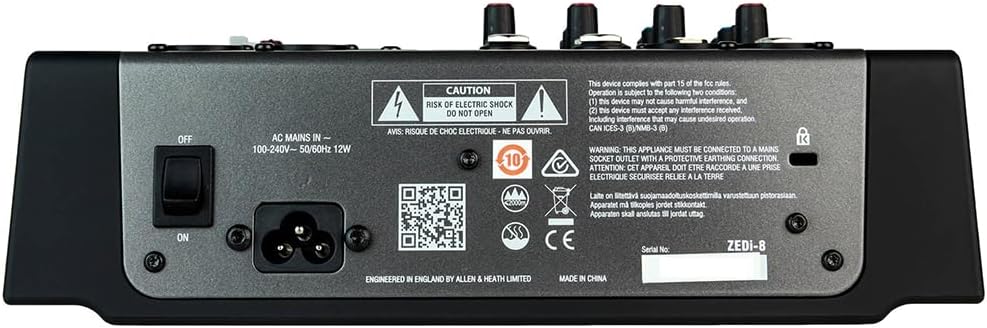 Allen & Heath ZEDi-8 Hybrid Compact Mixer/USB Interface Bundle w/ 2-Pack Pig Hog PHM10 8mm Mic Cable and Liquid Audio Polishing Cloth