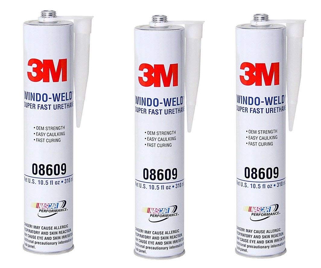 3M 08609 Window-Weld Super Fast Urethane Black Cartridge - 10.5 fl oz, 3 Pack