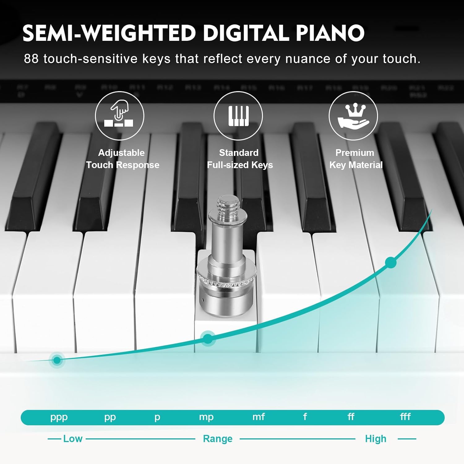 MUSTAR Digital Piano 88 Key Weighted with Stand, 88 Key Semi Weighted Keyboard Piano MEP-1400, Electric Piano Keyboard 88 Keys for Beginners, 2x25W Stereo Speakers, Case, Sustain Pedal, ABS, White