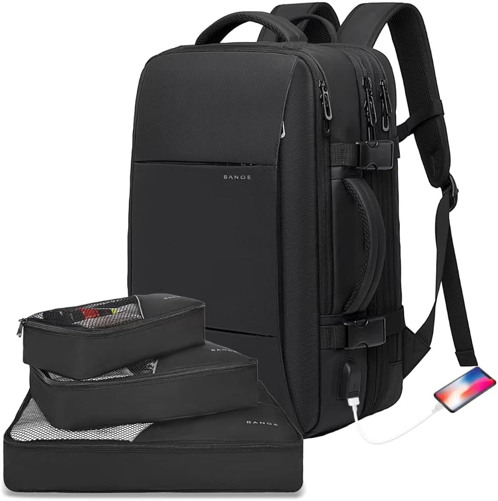 BANGE 35L Lightweight Backpack, 17.3 inch Travel Laptop Backpacks, Unisex Multifunctional Storage Pockets Business Commuter Rucksack, Waterproof and Wear-resistant Outdoor Sports Leisure daypack