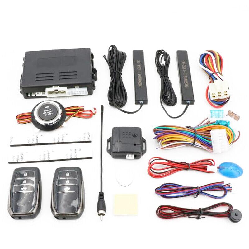 12 Volt keyless Entry Engine Start Alarm System Button Remote Start Stop kit-