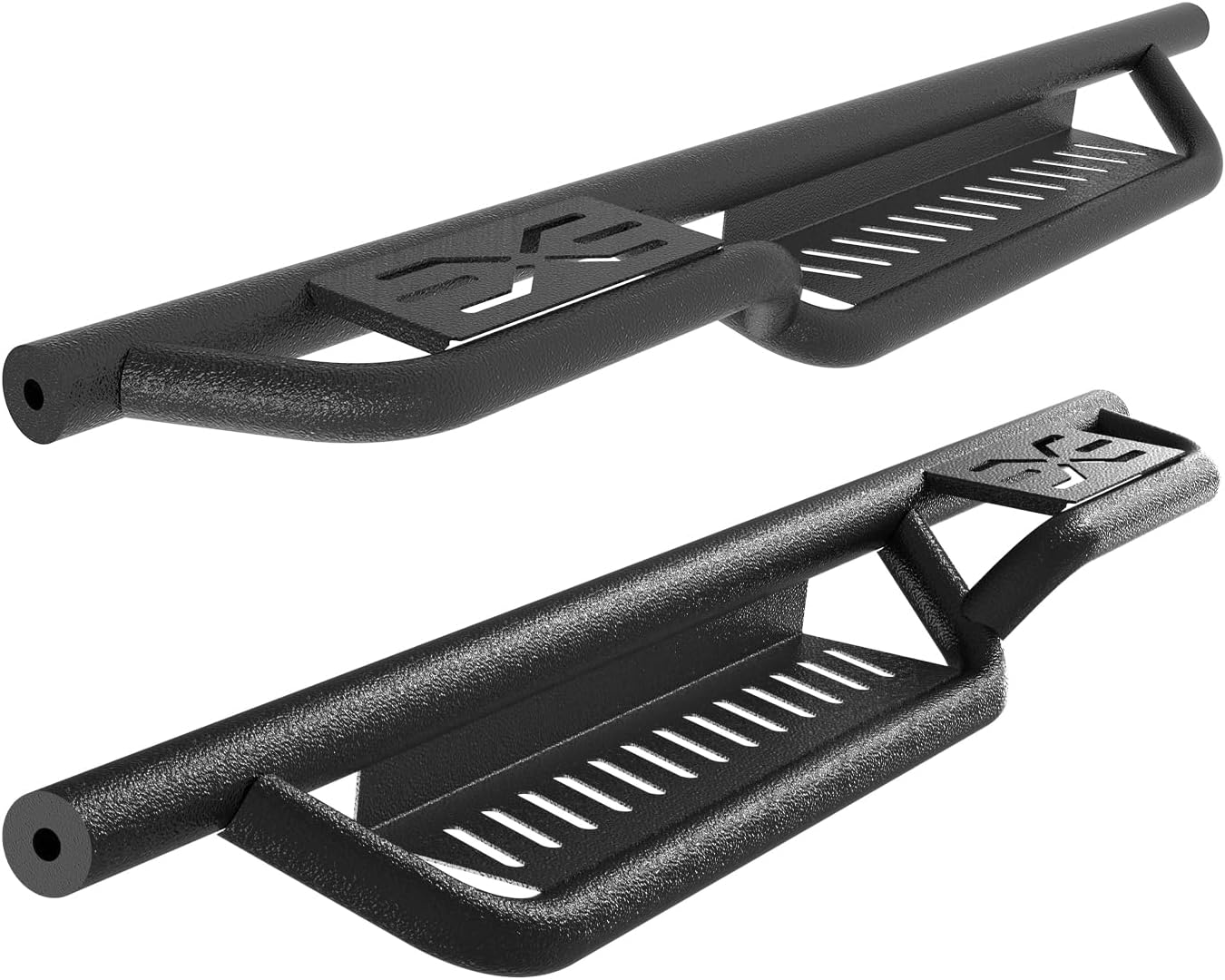 Running Boards w/Two Stairs Design All-Steel Build, Bolt-on Side Steps Compatible with 1997-2006 Wrangler TJ 2 Door, Black Powder Coated Nerf Bar