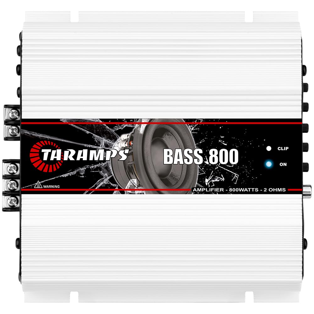 Taramps Bass 800 2 Ohms Monoblock Amplifier 800 Watts Rms 1 Channel 14.4VDC Out Power Full Range, Great for Sub/Bass - Rca/High Level Input, Car Audio