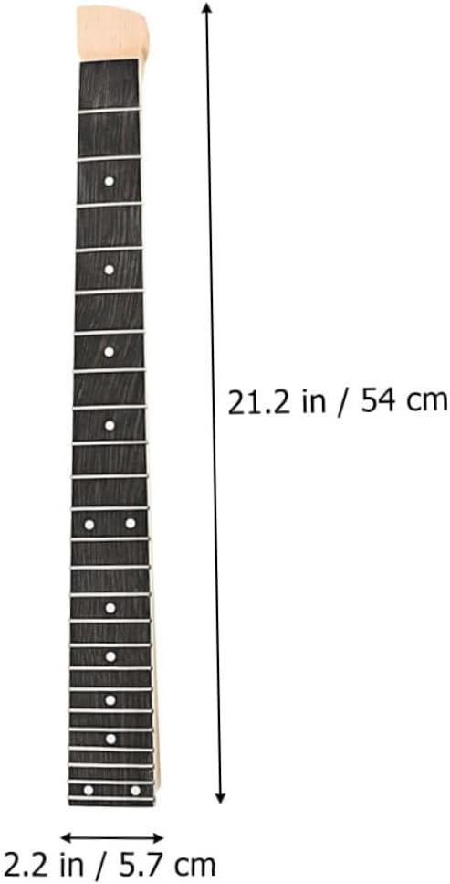 Headless Electric Guitar Neck Set 6-String Bridge and Nut Unfinished Wooden Neck for DIY Guitar Projects Replacement Accessories for Electric