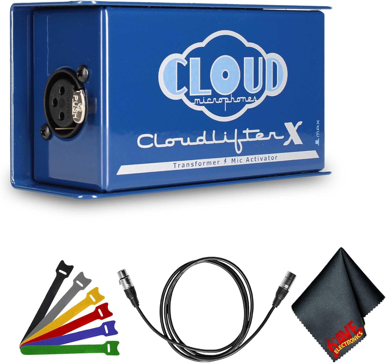 Cloud Microphones Cloudlifter CL-X Mic Activator with Cinemag Transformer + XLR Male to XLR Female Microphone Cable + 6Ave Microfiber Cleaning Cloth + More