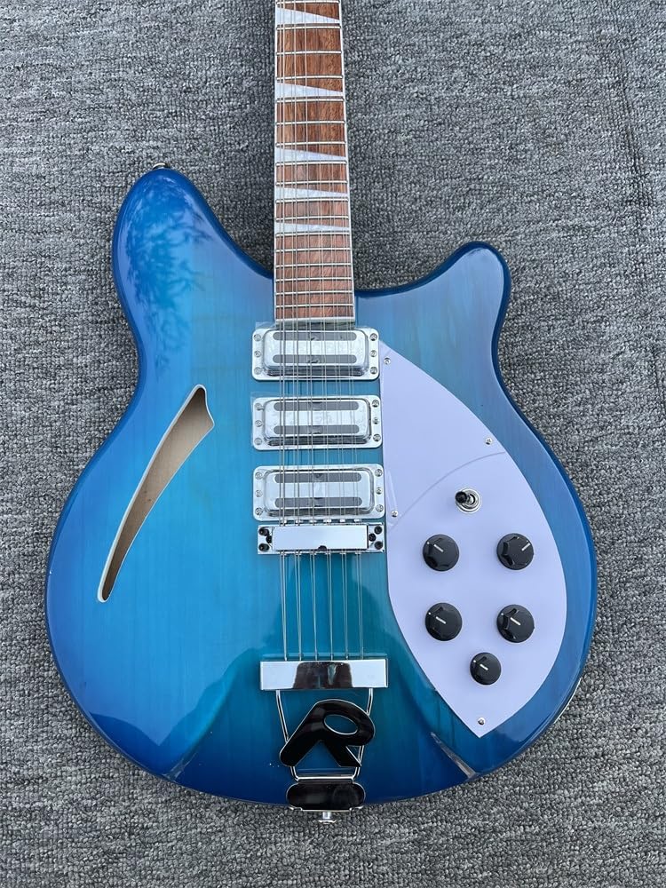 Custom 12-string electric guitar, electric guitar, blue color, rosewood fingerboard