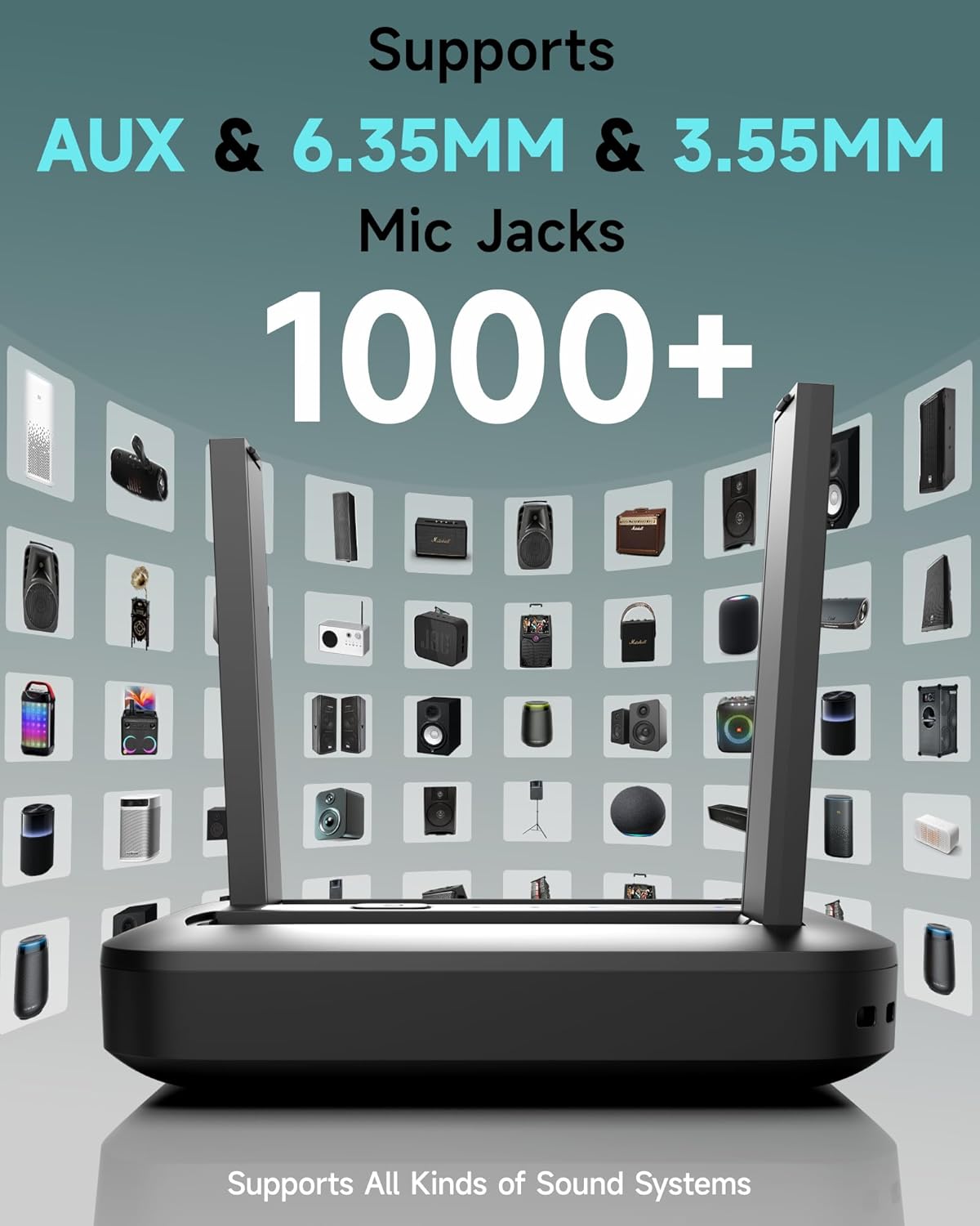 Portable Karaoke Machine with AI Voice Removal & Studio-Grade Reverb - Wireless Microphones System, Bluetooth 5.0, UHF Mics for Home Singing