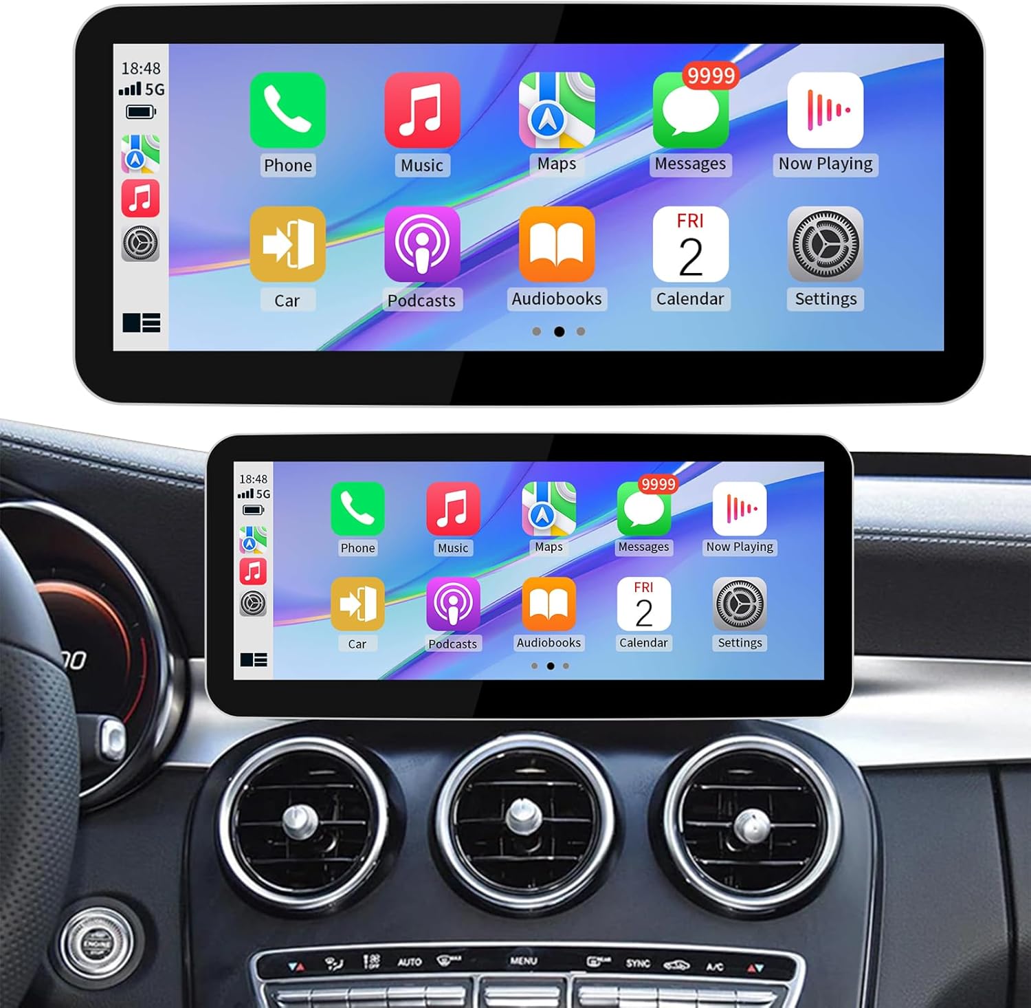 Wireless CarPlay/Android Auto 10.25/12.3 Inch Touchscreen for Mercedes Benz C/GLC W205 X253 (2015-2018) with NTG5.0/5.1/5.2, Car Radio Receiver, Multimedia, Bluetooth, Car Stereo (12.3inch)
