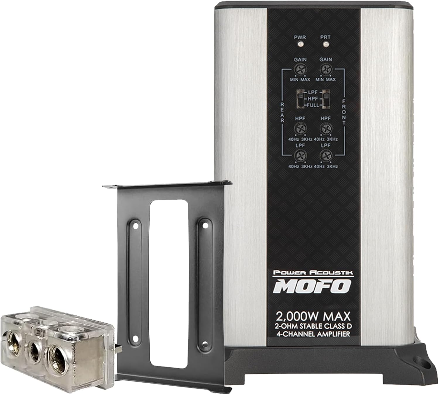 Power Acoustik Class D 4 Channel Amplifier – 2000 Watt Subwoofer Amplifier for Car Audio, Compact and Stylish Car Amplifier with Variable Bass Boost and Signal Protection