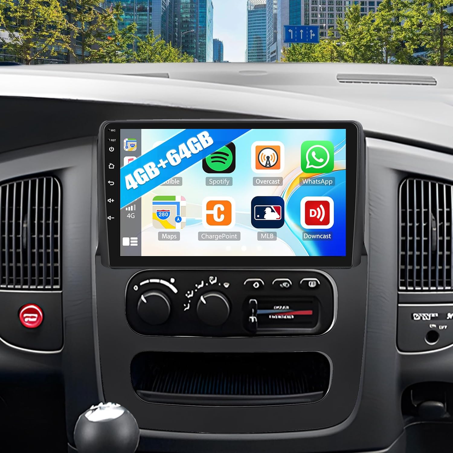 4GB+64GB Car Stereo Radio for Dodge RAM 1500 2500 2002 2003 2004 2005 with Wireless CarPlay Android Auto 10