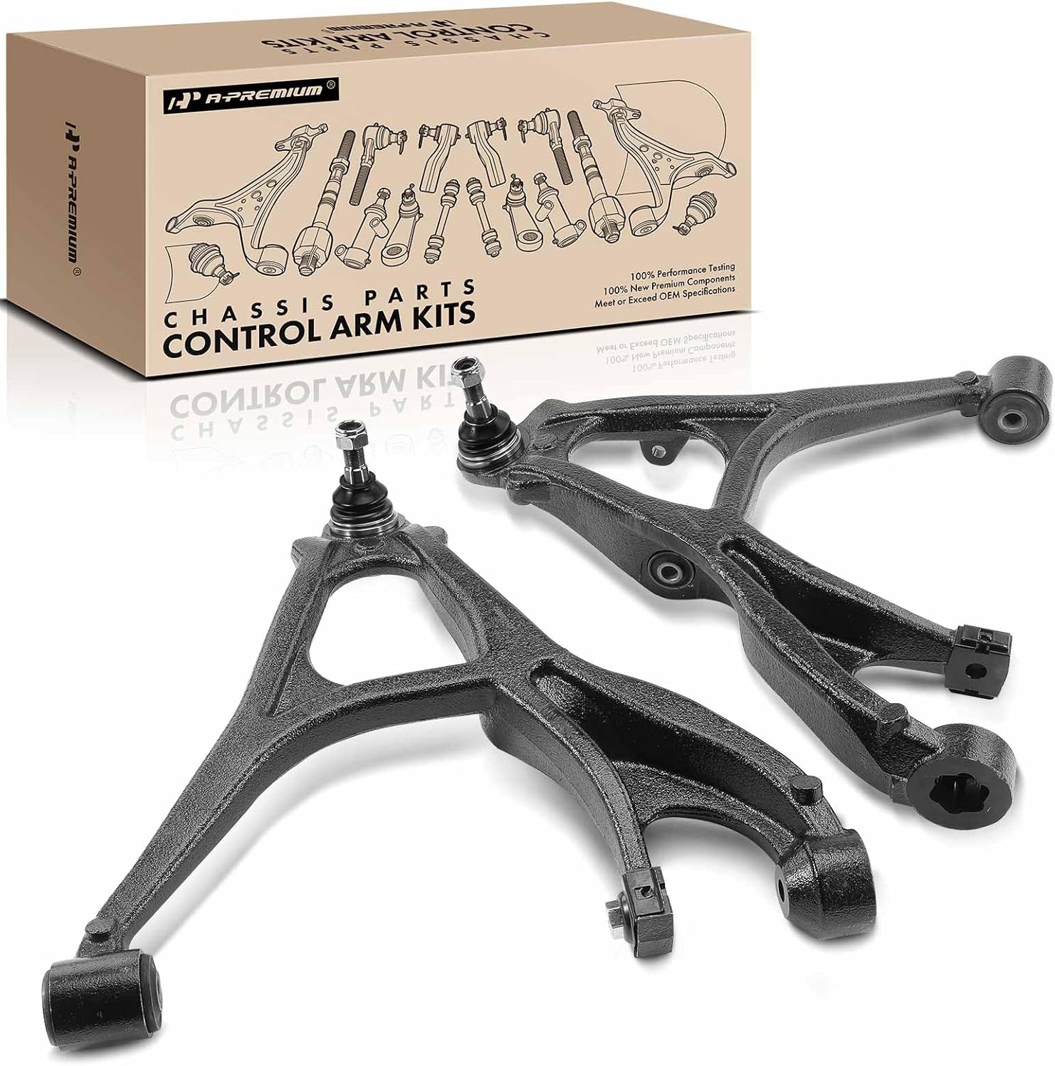 A-Premium 2 x Front Lower Control Arm, with Ball Joint & Bushing, Compatible with Hummer H3 2006-2010, H3T 2009-2010
