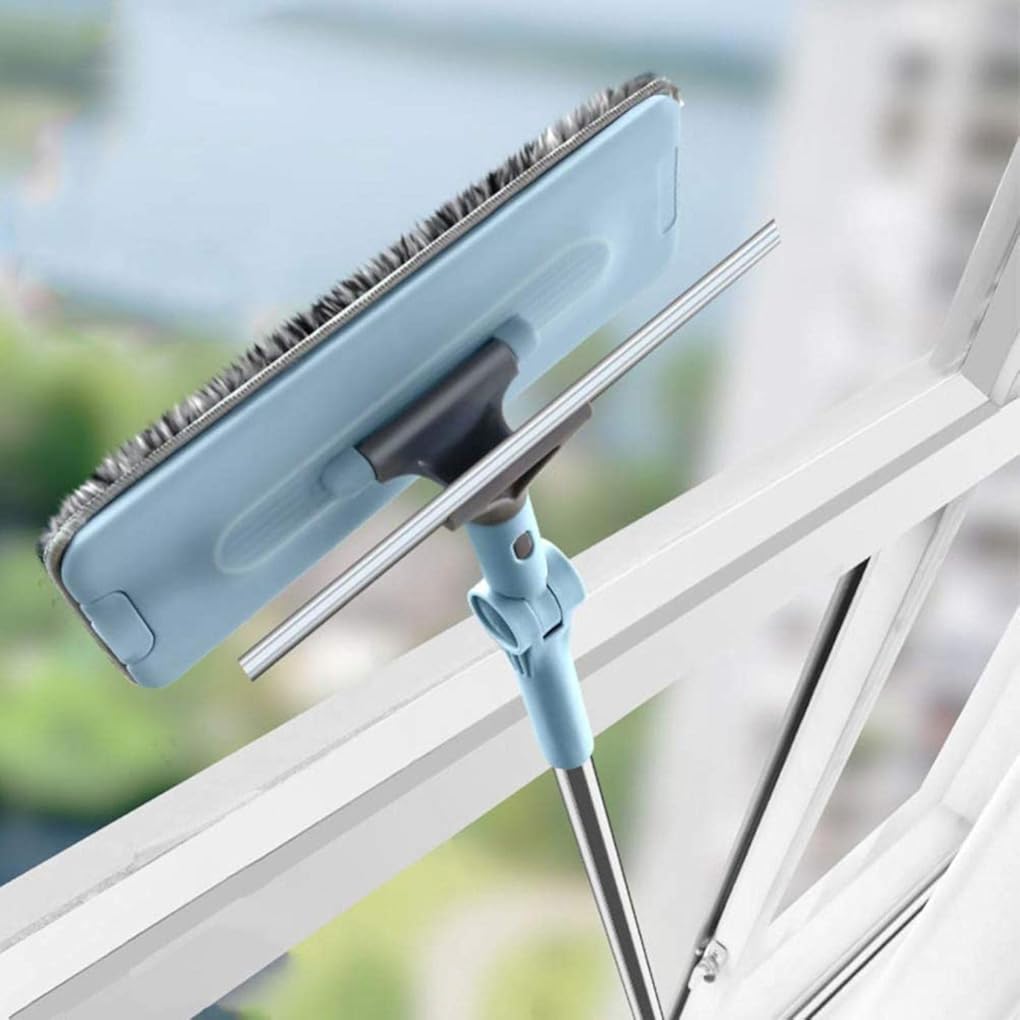 Window Cleaning Brush, Shower Window Squeegee, 180° rotatable The Interface for Mirror Window Car Glass Cleaning, for Outdoor Window