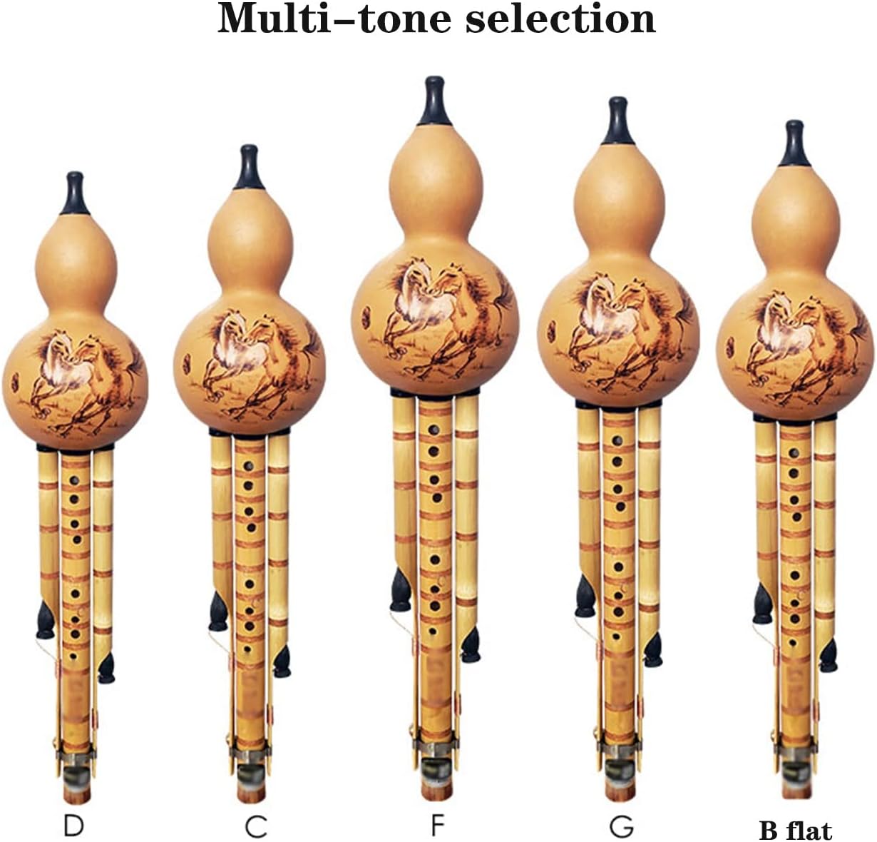 Nine-Hole Cucurbit Silk Beginner Adult C-Flat B Cucurbit Professional Gourd Flute Piccolo Wind Instrument Soft Tone, Performance Recording (Color : Wood, Size : B-Flat)