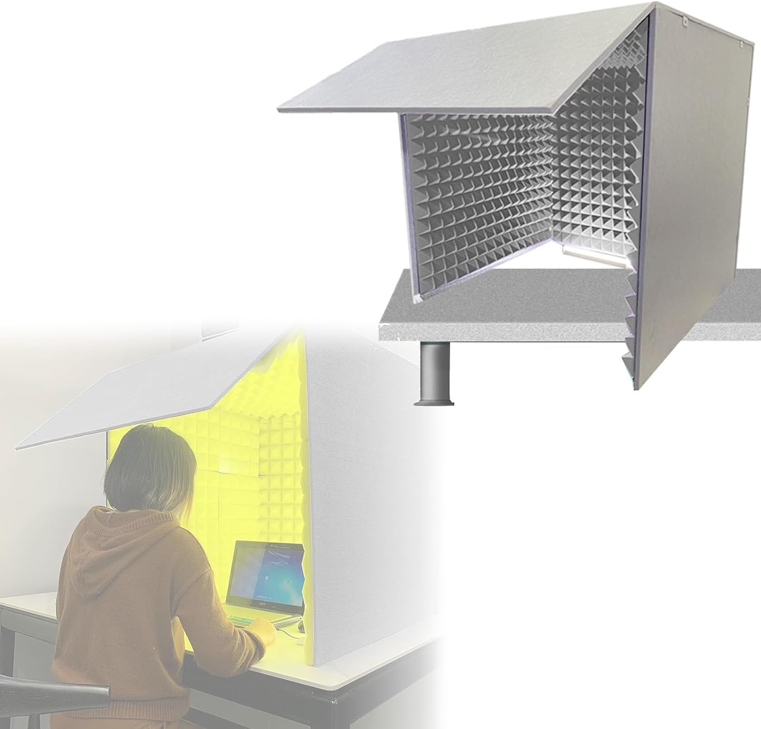 Portable Recording Studio, Microphone Foam Booth, Desktop Soundproof Enclosure, Suitable for Recording Studio, Singing Broadcast (Gris)