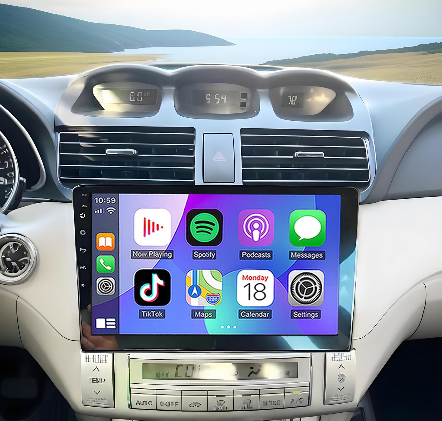 4+64G Car Stereo for Toyota Solara 2004-2008,10.1 Inch Android 13 Double Din Car Radio with Carplay & Android Auto, in-Dash Navigation Radio with BT Mirror Link WiFi FM Radio & Backup Camera