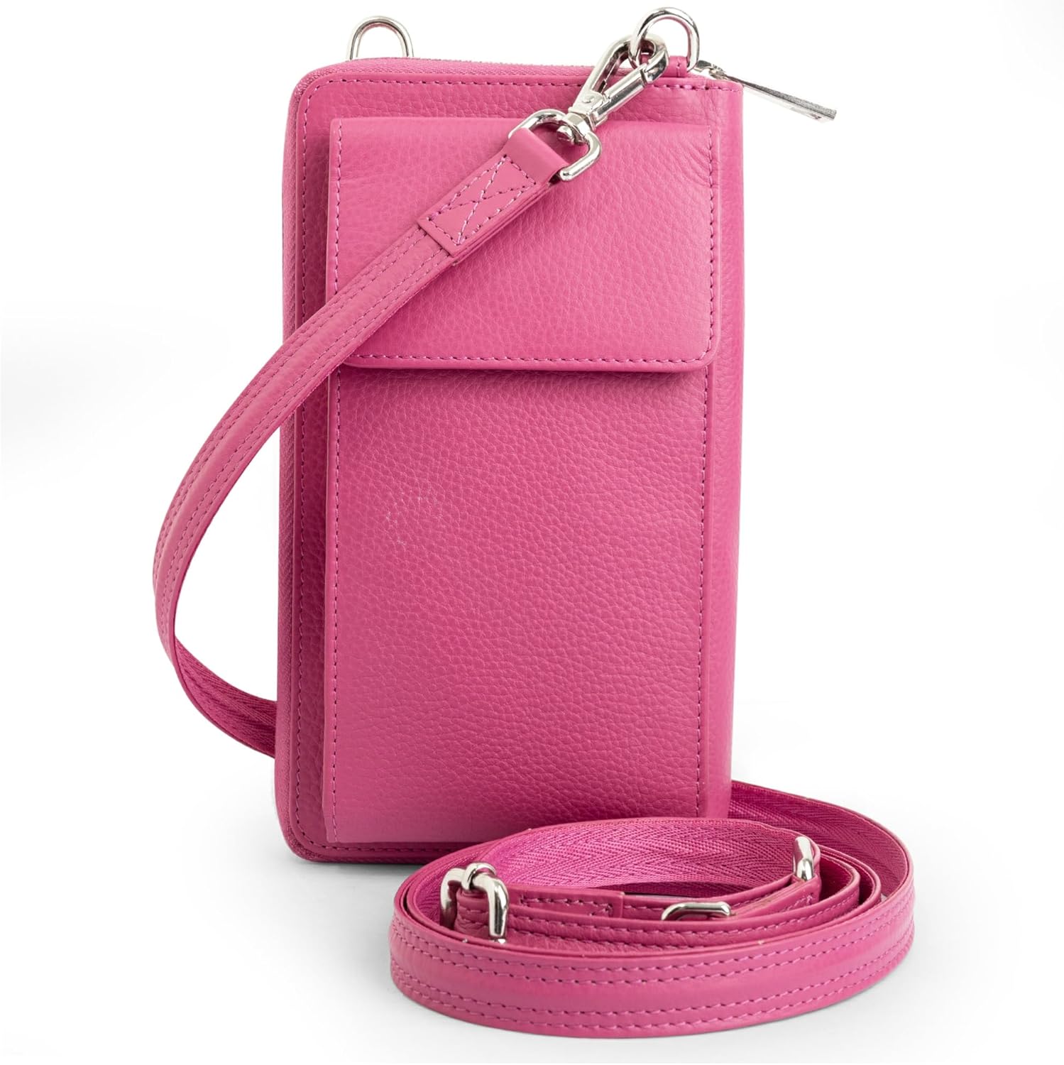 BULL GUARD Crossbody Leather Wallet Phone Purse, Anti Theft and RFID Blocking, Small Elegant Design for Travel