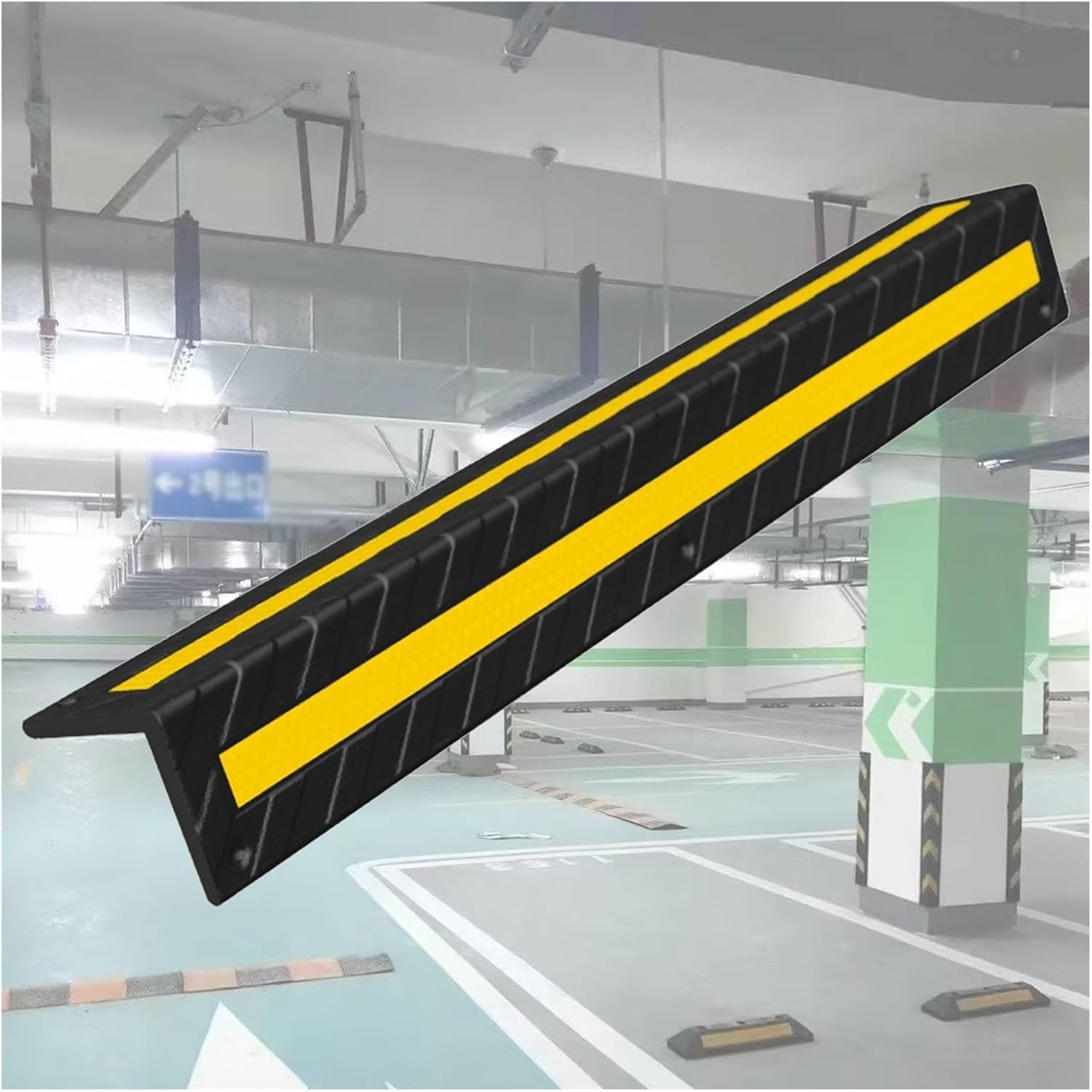 Garage Wall Protector, Car Parking Shield Protection Bar Car Door Bumpers, L-Shape Corner Guard Reflective Strip(Black,80x9.5x1cm)