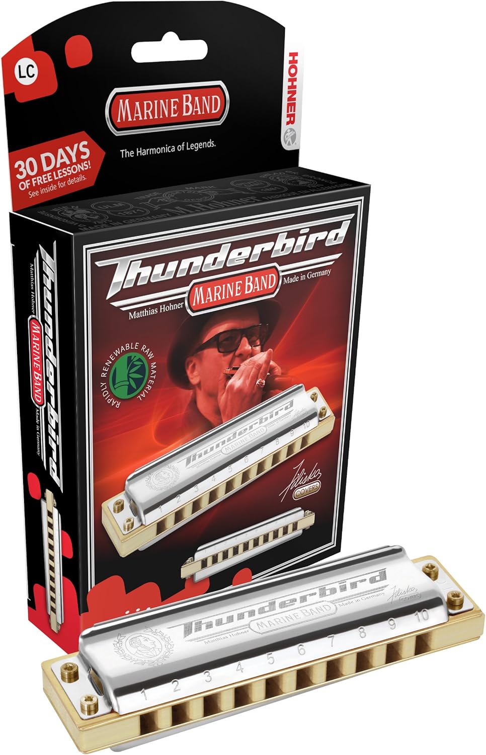 Hohner M2011BXLE Marine Band Thunderbird Diatonic Harmonica - Key of LE