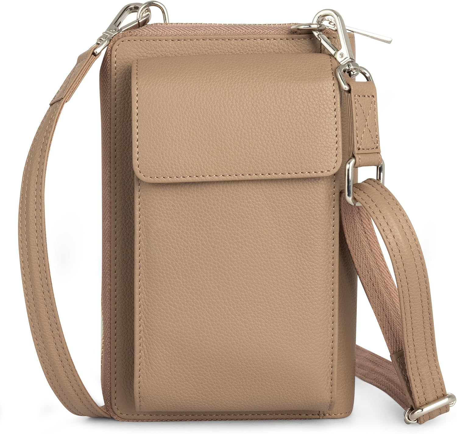 BULL GUARD Crossbody Leather Wallet Phone Purse, Anti Theft and RFID Blocking, Small Elegant Design for Travel