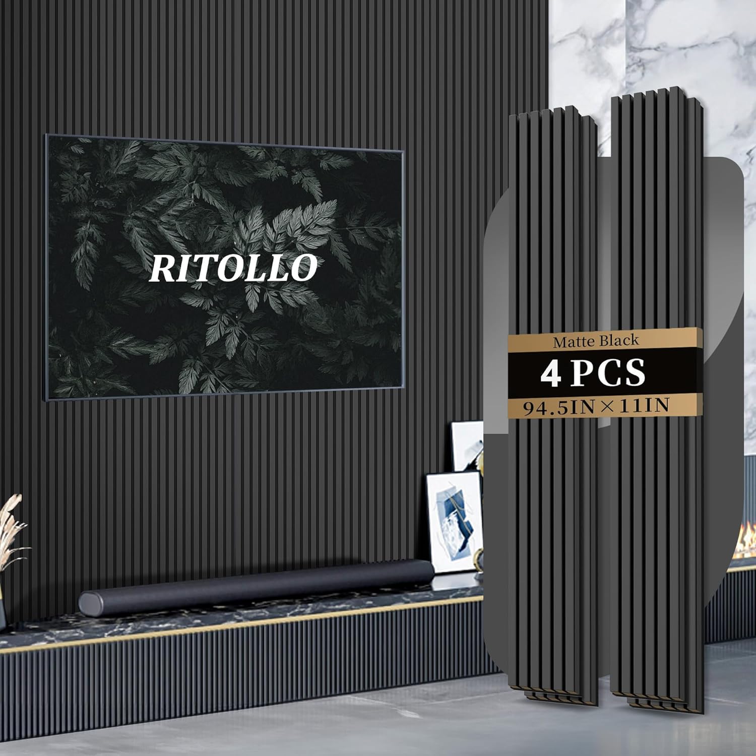 RITOLLO 4-Piece Wood Slat Panels for Wall 94.5