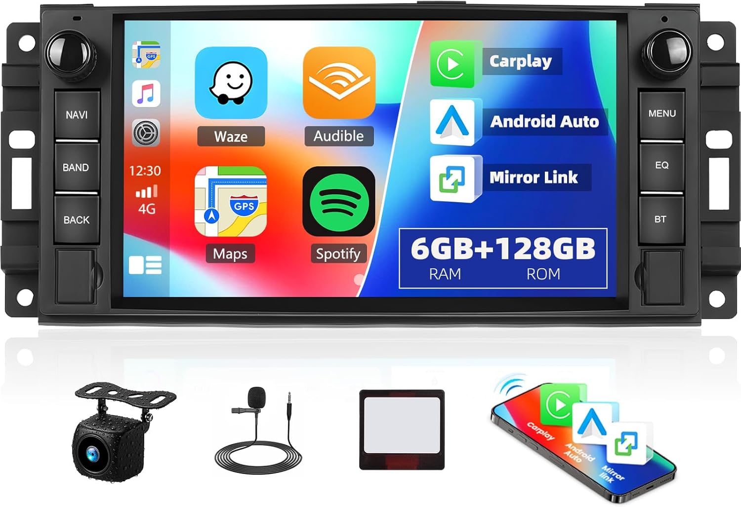 6+128G 8-Core Car Radio for Jeep Wrangler Grand Cherokee Chrysler Dodge, 7