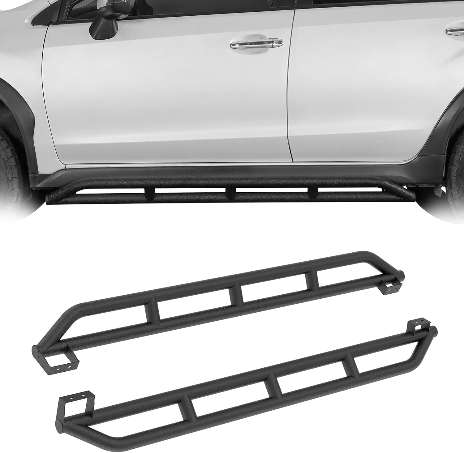 Hooke Road Crosstrek Side Rails Offroad Protection Running Boards for 2013-2017 Subaru XV Crosstrek, Sliders Rocker Guard Nerf Bars, Heavy Duty Steel Tube