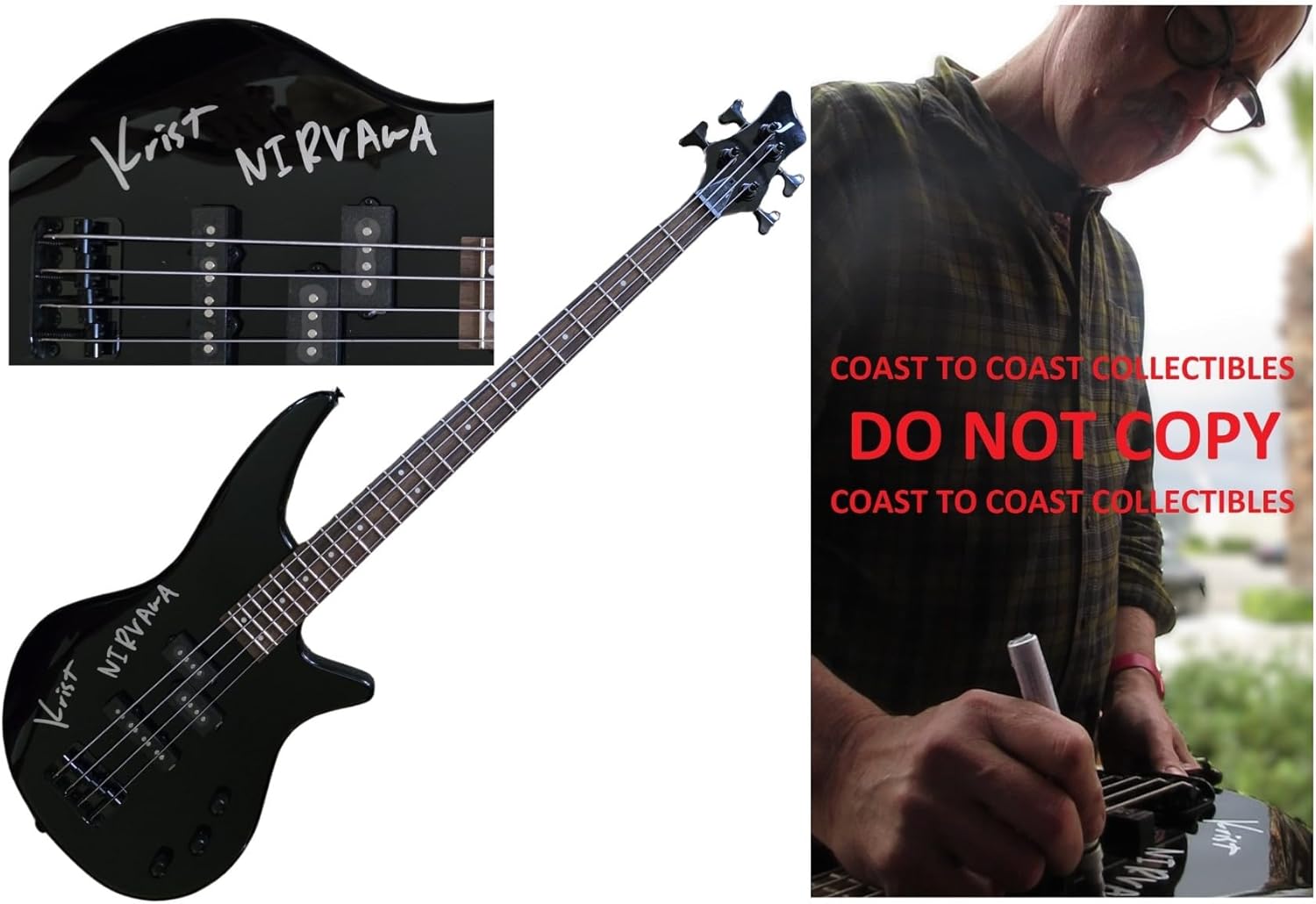 Krist Novoselic Signed Electric Bass Guitar COA Exact Proof Autographed Nirvana