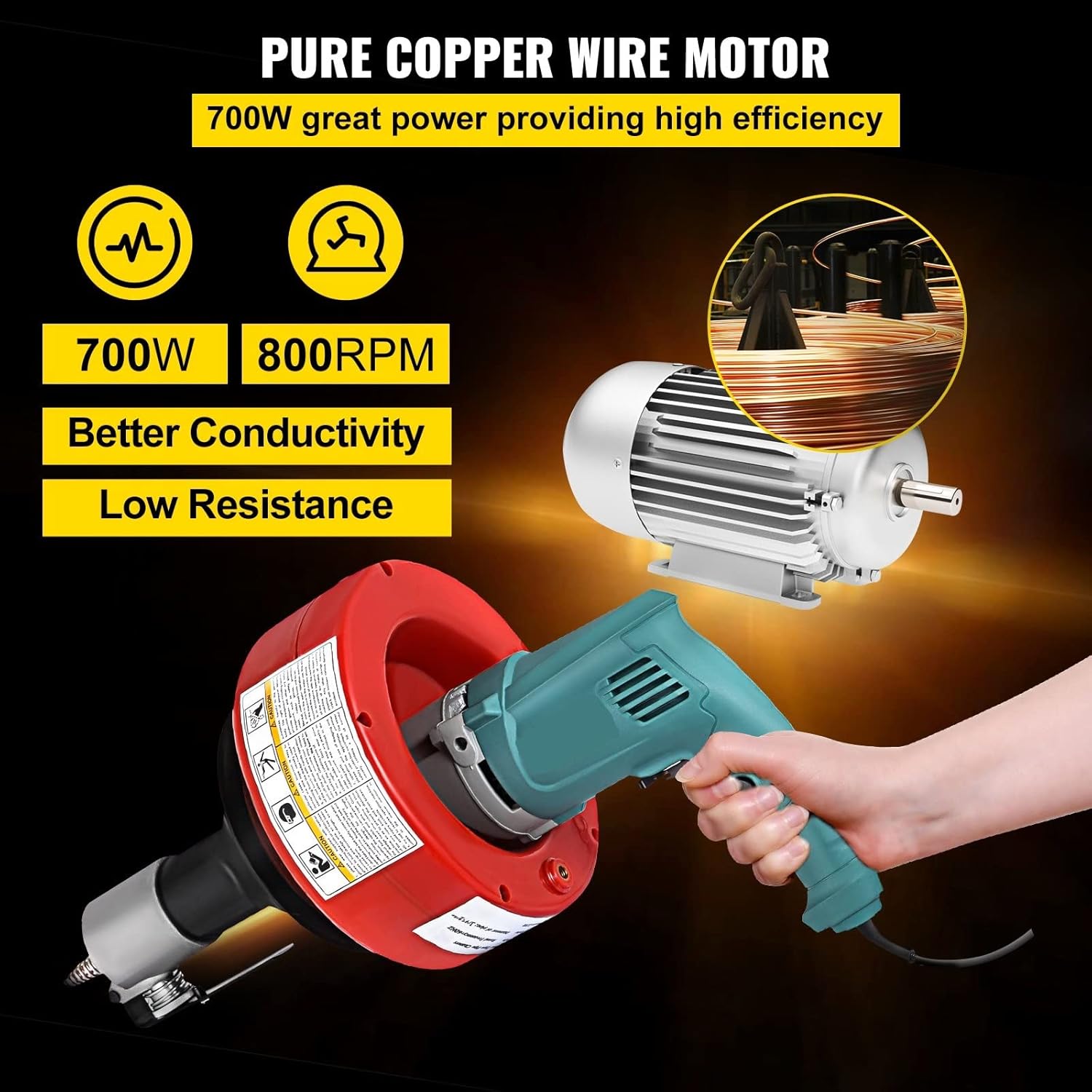 Handheld Electric Drain Cleaner 20-65 Mm Manual Pipe Unblocker Kitchen Sink Toilet Sewer Dredge Cleaning Clogs Machine 8M with Efficiency