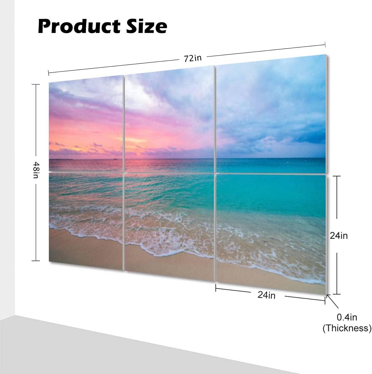 6 Pack Art Acoustic Panels Pink Sunset Soundproof Wall Panels Padding Decorative Sound Absorbing Panels 72