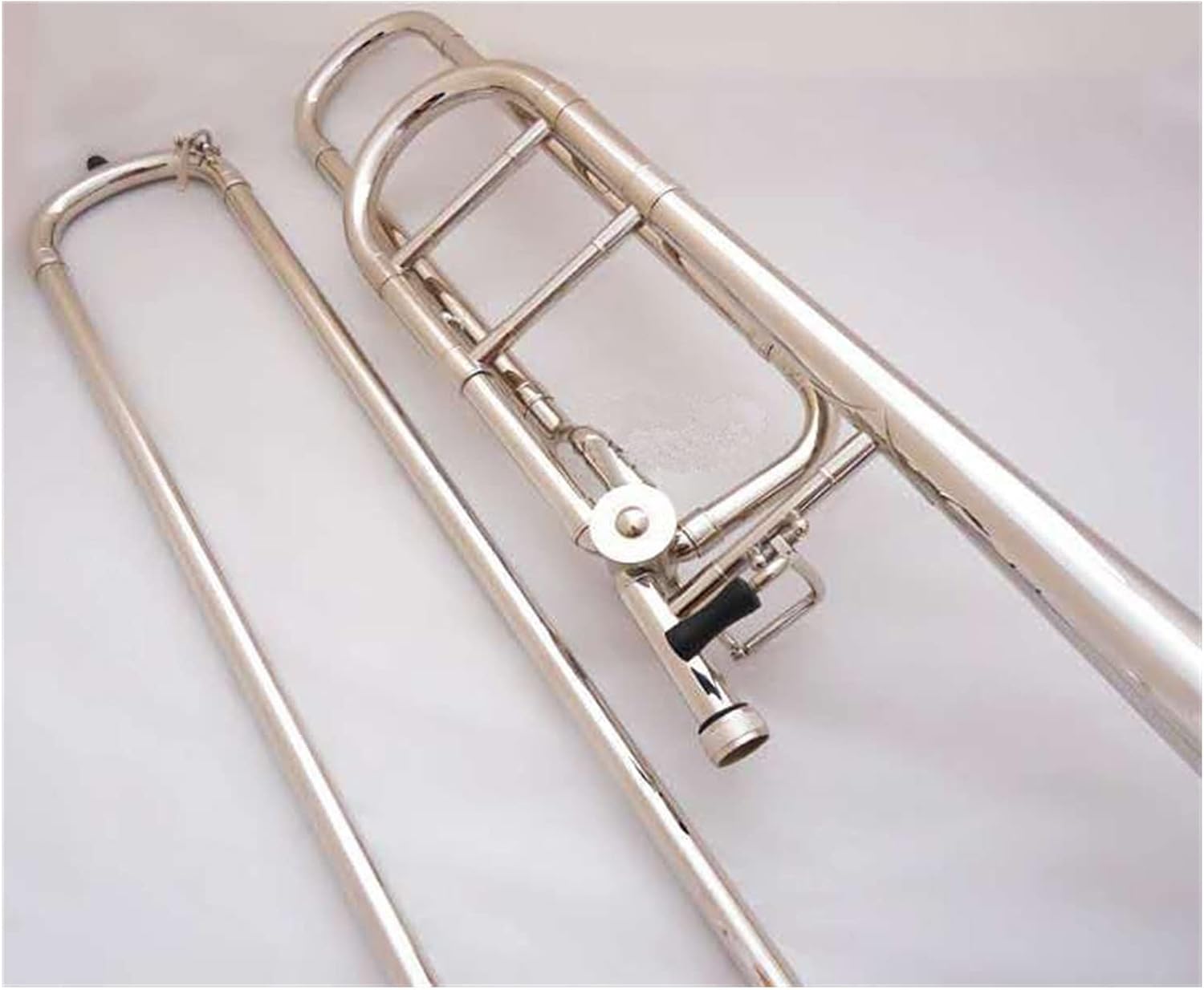 FLFL Student Trombone Bb/f Tune Bach Tenor Trombone Nickel Plated Musical Instrument with Mouthpiece Cleaning Stick Case