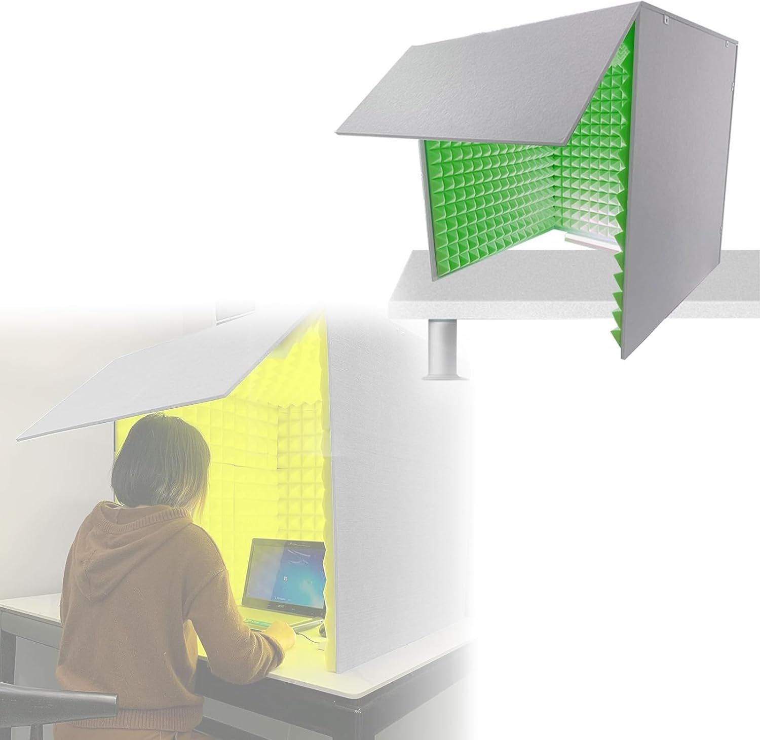 Portable Recording Studio, Microphone Foam Booth, Desktop Soundproof Enclosure, Suitable for Recording Studio, Singing Broadcast (Green)