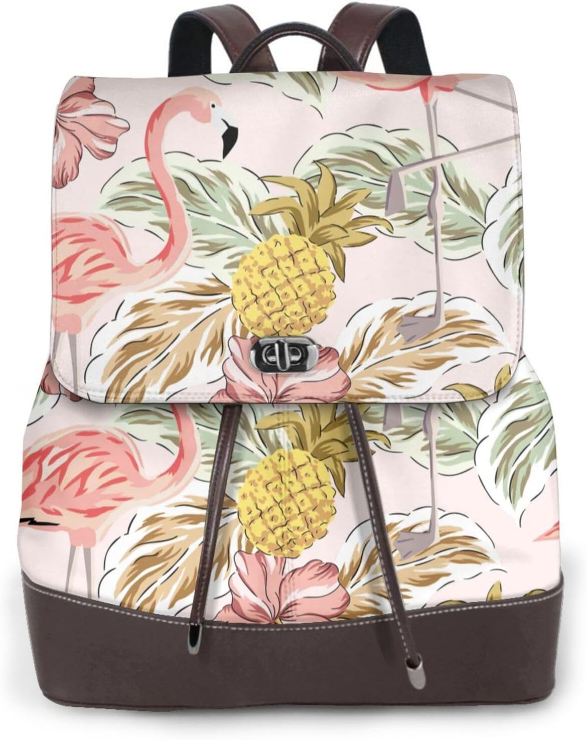 Tropical Pink Flamingo Pineapple for Womens Backpack Purse Microfiber PU Anti-theft Large Fashion Designer Travel Bag Ladies Shoulder Bags