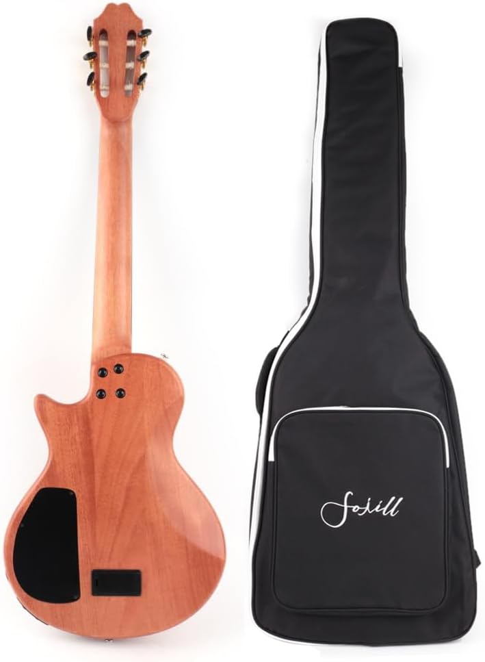 Fojill Electric Classical Guitar Classic Nylon String Travel Portable Silent Practice Guitars Mahogany Body Neck Rosewood Fretboard With Gig Bag