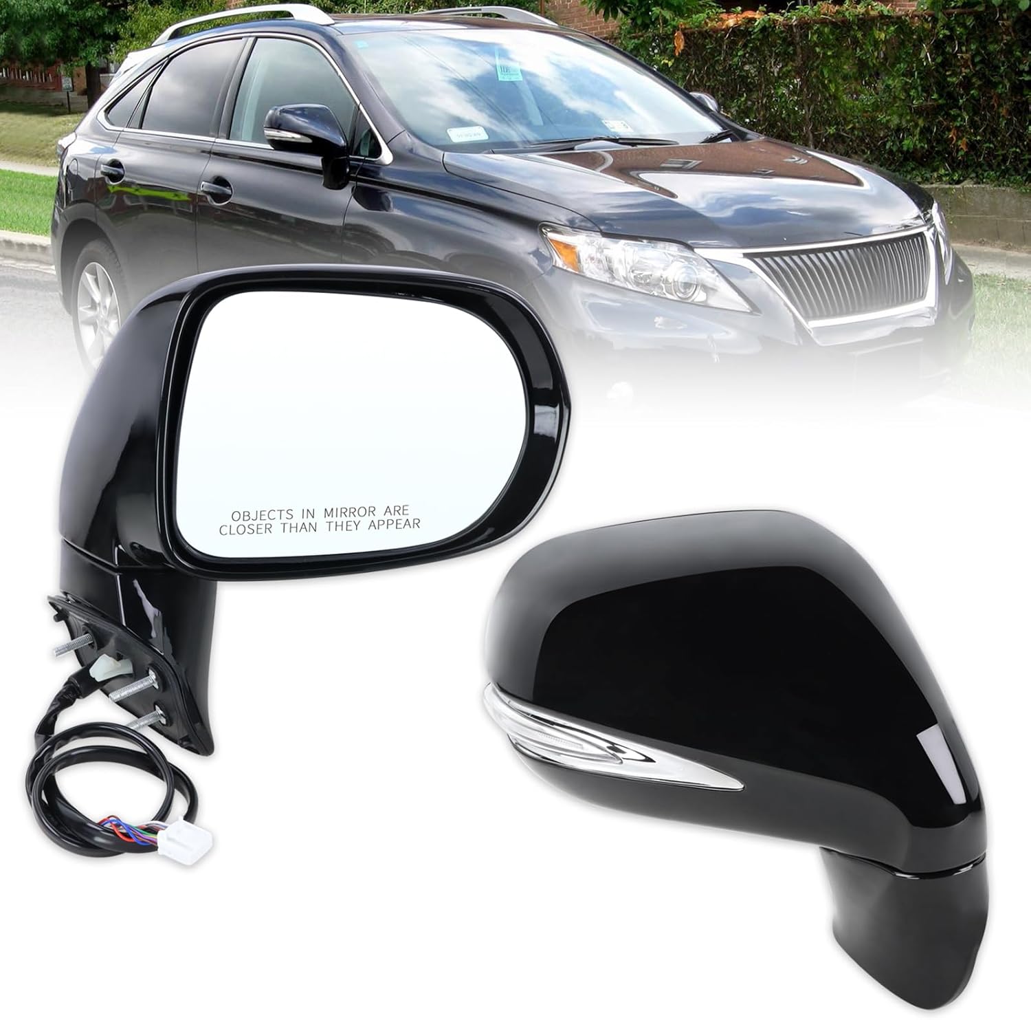 Right Passenger Side Mirror Compatible With 2010 2011 2012 Lexus RX350 RX450H With Manual Folding Power Glass Heated Mirror Memory Turn Signal Puddle Light Black Replace#8791048541C0(14Pins)