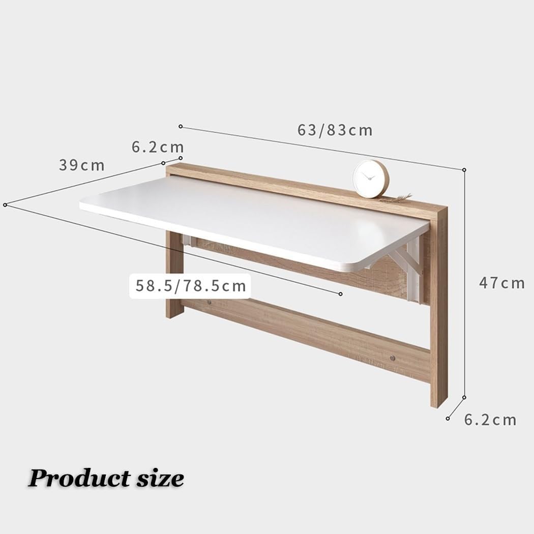 Multi-Color Wall Mounted Folding Table Hanging Desk Foldable Office Desk Study Table for Small Spaces & Home Office Practical(White,63cm)