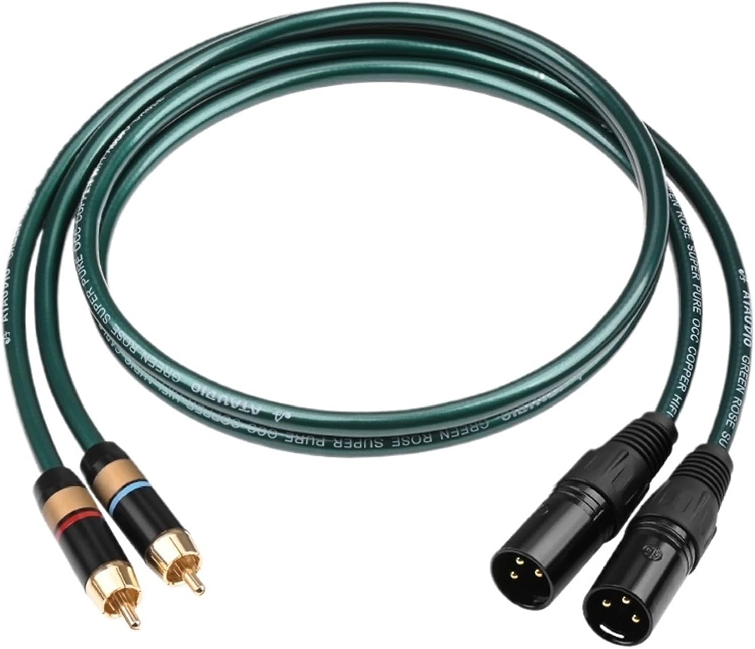 2RCA to 2XLR Audio Cable Hi-end Gold Plated Plug Interconnect RCA to XLR Cable for Amplifier Mixer Speakers(2rca to 2xlr male,0.5m)