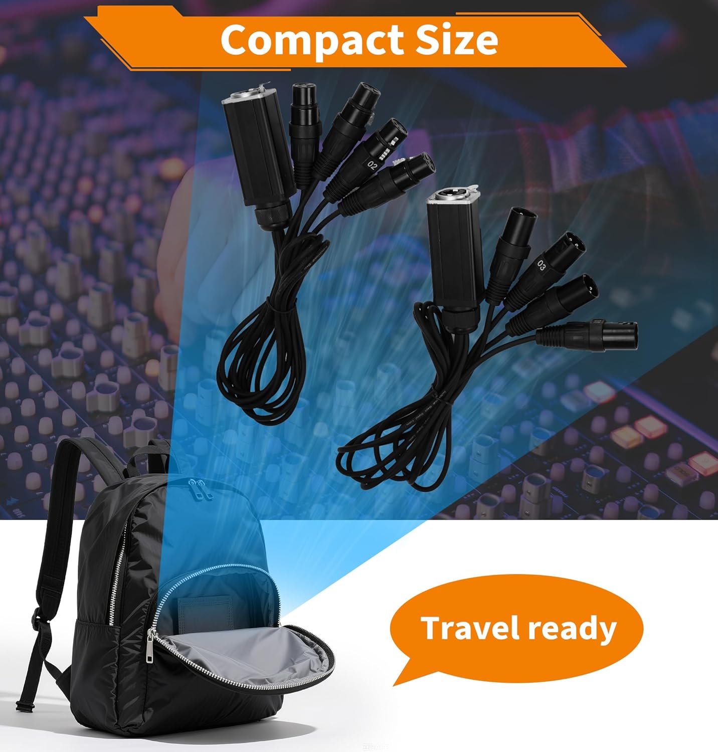 Jamesin XLR Snake Cable to Ethercon Cable, 4 Channel 3-pin Multi Network Snake Receiver，with Cat5/cat6 Network Snake Receiver, for Stage and Recording Studio,3 Feet (2 Male+2 Female