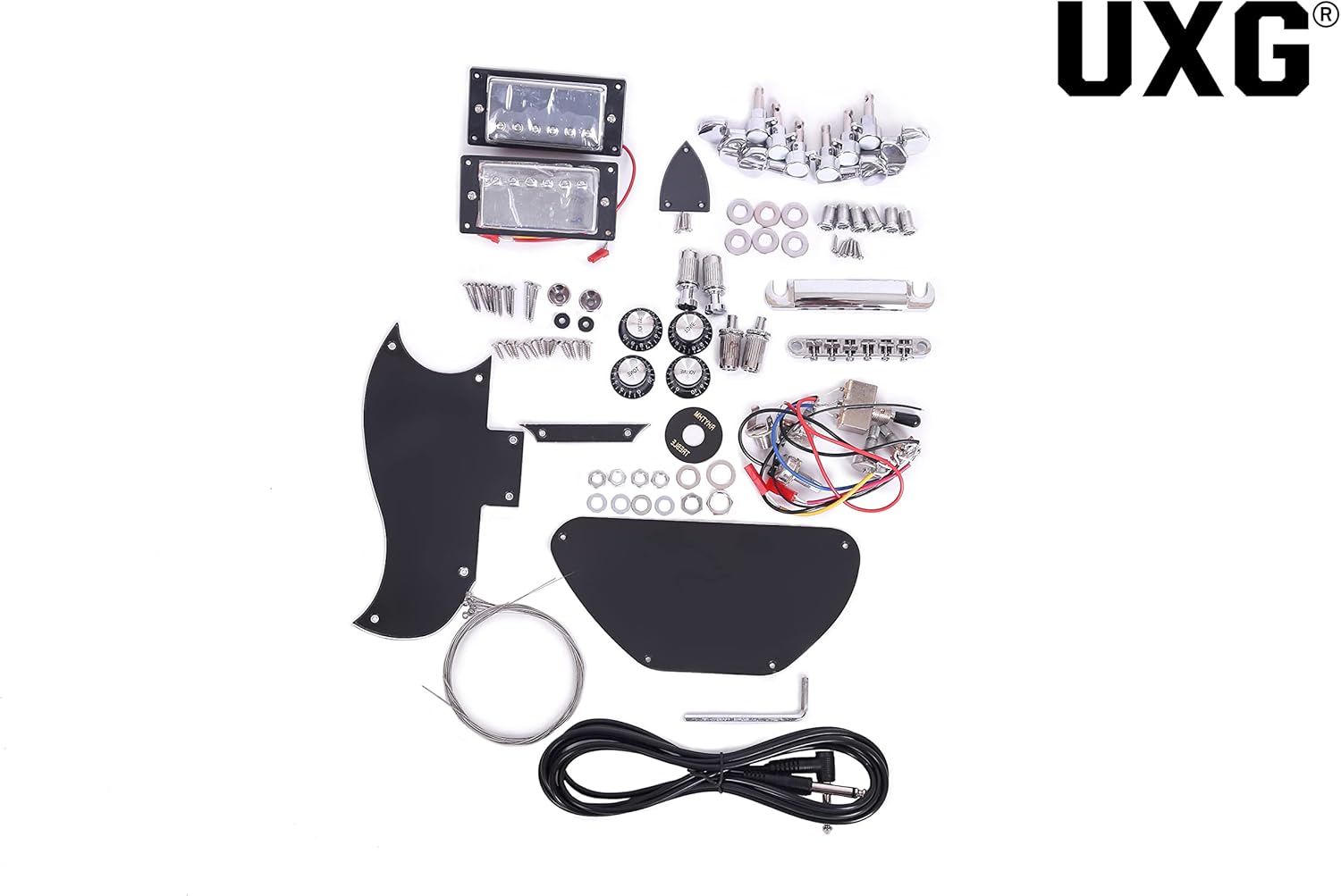 SG Style DIY Electric Guitar Kits,Mahogany Body, Mahogany Neck and Rosewood Fingerboard, H-H Pickup Configuration，Natural