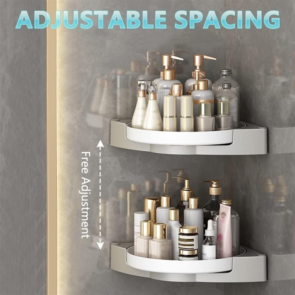 Corner Shower Caddy Bathroom Shelves, 360°Rotating No-Drill Wall Mount Corner Shelf, Bathroom Storage Rack Holder Kitchen Shelf Organizer Shower Organizer (Color : 2 Layer)