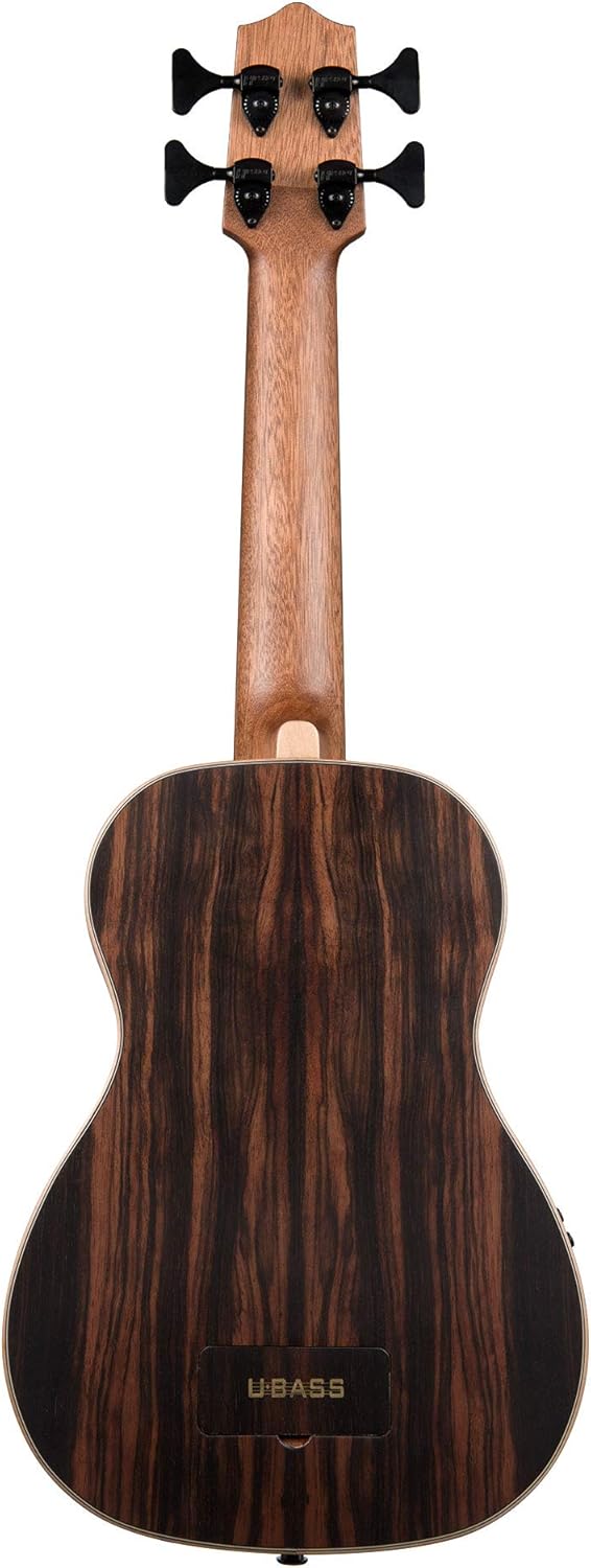 Kala UBASS-EBY-FL Striped Ebony Fretless U-Bass Acoustic-Electric Ukulele Bass Natural
