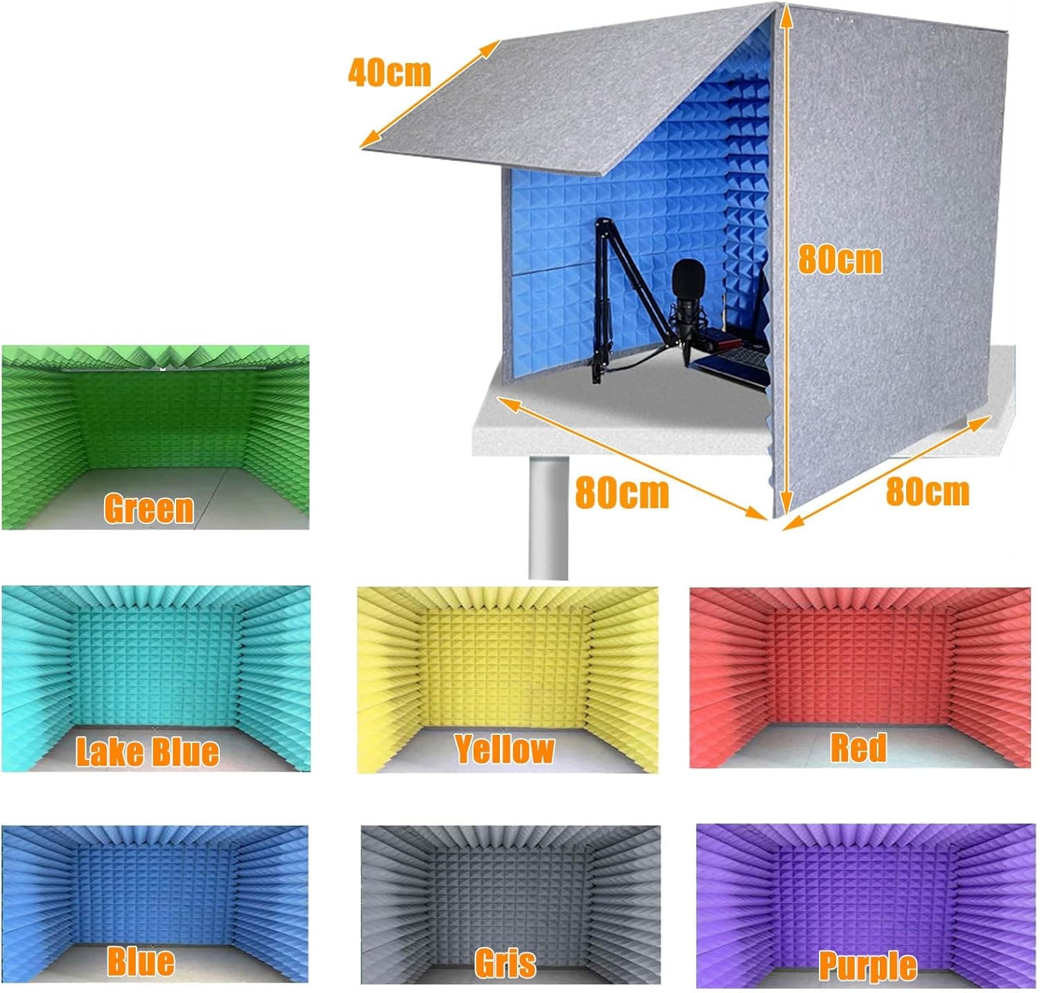 Microphone Isolation Room Box, Desktop Soundproofing Enclosure, Simple Soundproofing Room for Home Studio (Gris)