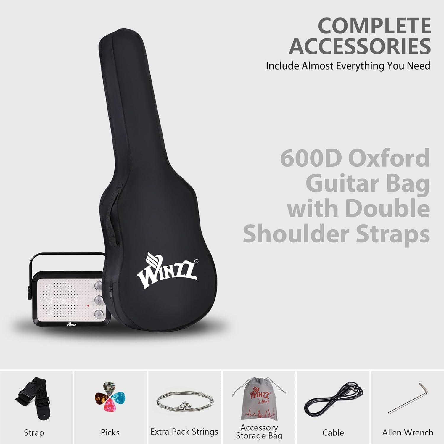 WINZZ EGM100 30 Inches Real Kids Electric Guitar with Beginner Kit, Right Handed (Light Blue)